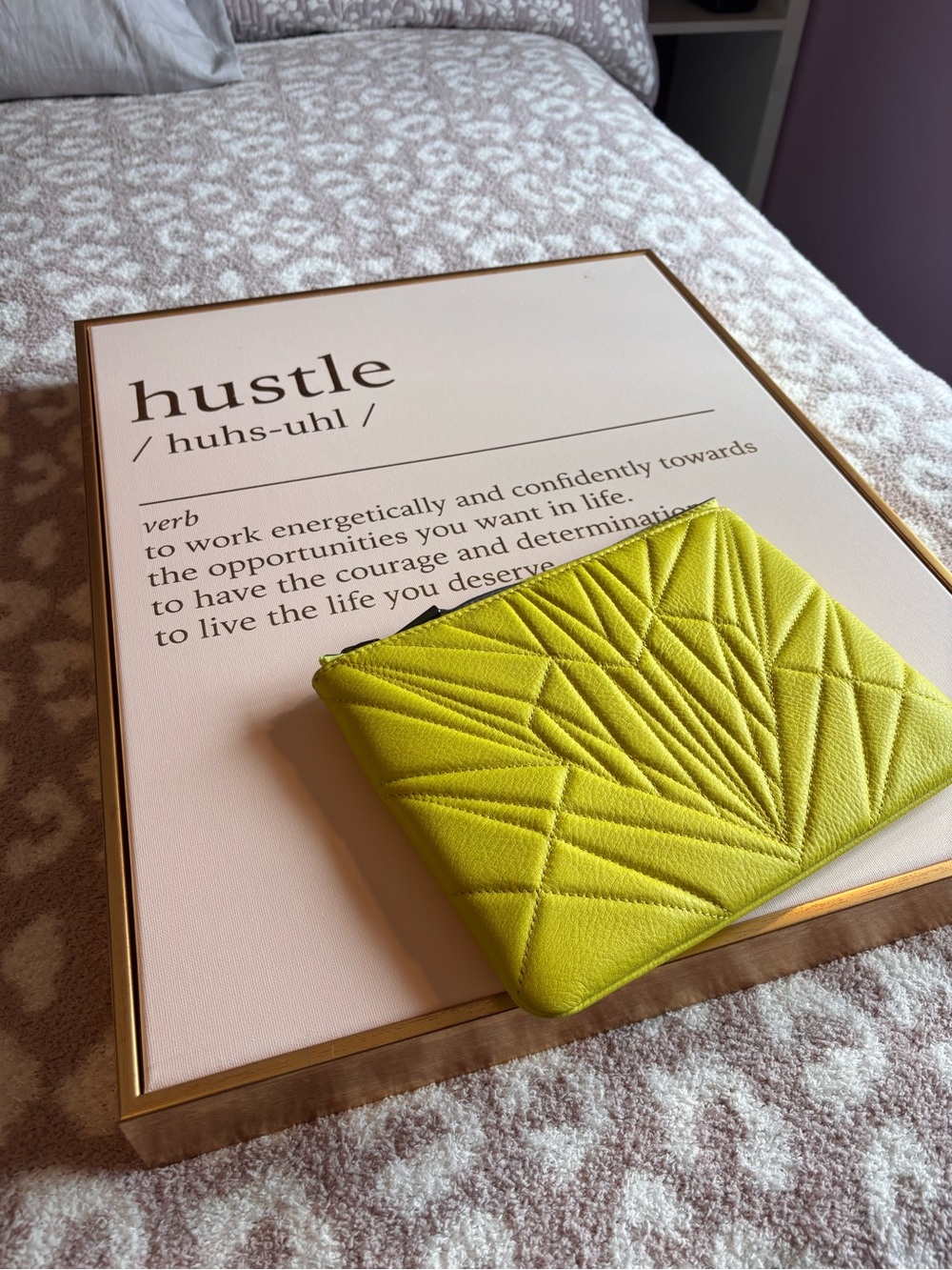 Aimee Kestenberg Quilted Zip  Pouch - Lime